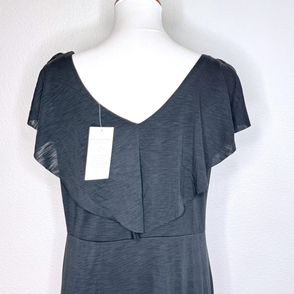 SOFT SURROUNDINGS NWT Sleeveless Maxi Dress M Black Modal Knit Raw Hems Casual - Picture 8 of 12